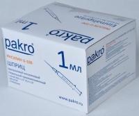 1 мл трехкомпонентный шприц Pakro инсулиновый U100 , с иглой 0,3х13, 100 шт купить в Томске